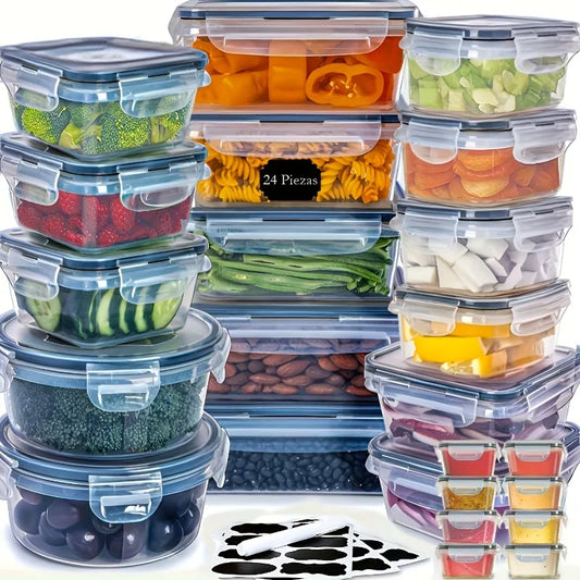 48-Piece BPA-Free Airtight Food Storage Set – 24 Containers with Lids & Labels