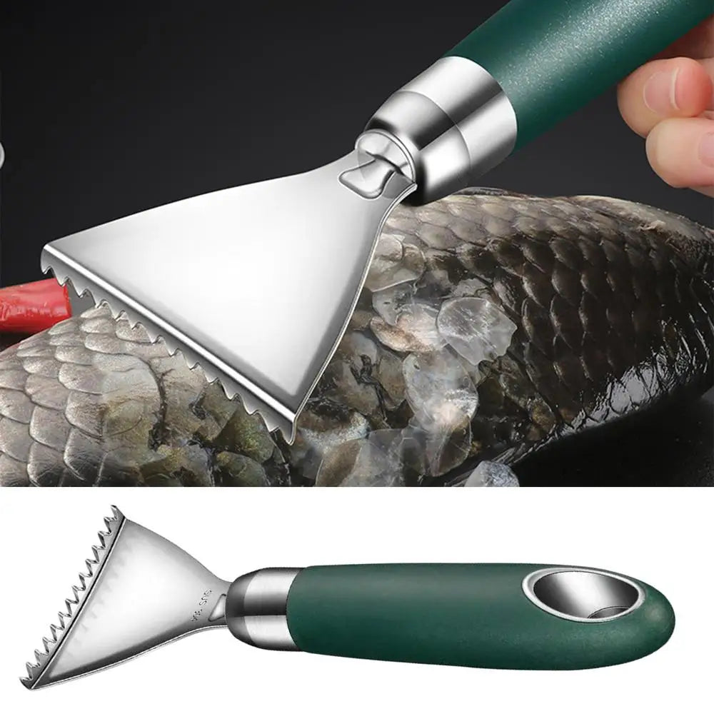 Stainless Steel Fish Skin Peeler & Scale Scraper – Non-Slip Handle Serrated Fish Descaler for Easy Skin & Scale Removal