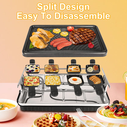 Electric Korean BBQ & Raclette Grill – 8-Person Indoor Table Grill with Temperature Control