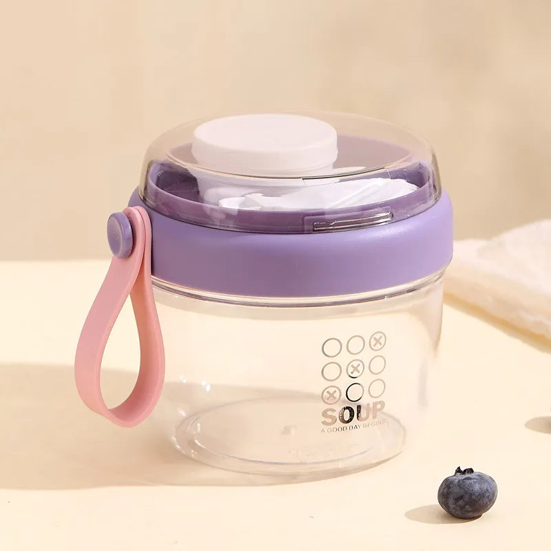 650ml Portable Handheld Breakfast Cup Yogurt Bowl Leak Proof Salad Bento Lunch Box With Spoon
