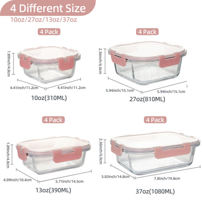 16-Piece Glass Food Storage Containers – Airtight, Leakproof, Oven & Microwave Safe