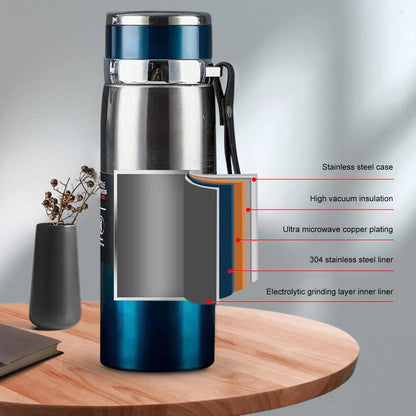1000ml Insulated Thermal Water Bottle with Handle Double Wall Vacuum Flask for Hot and Cold Drinks Outdoor Sports