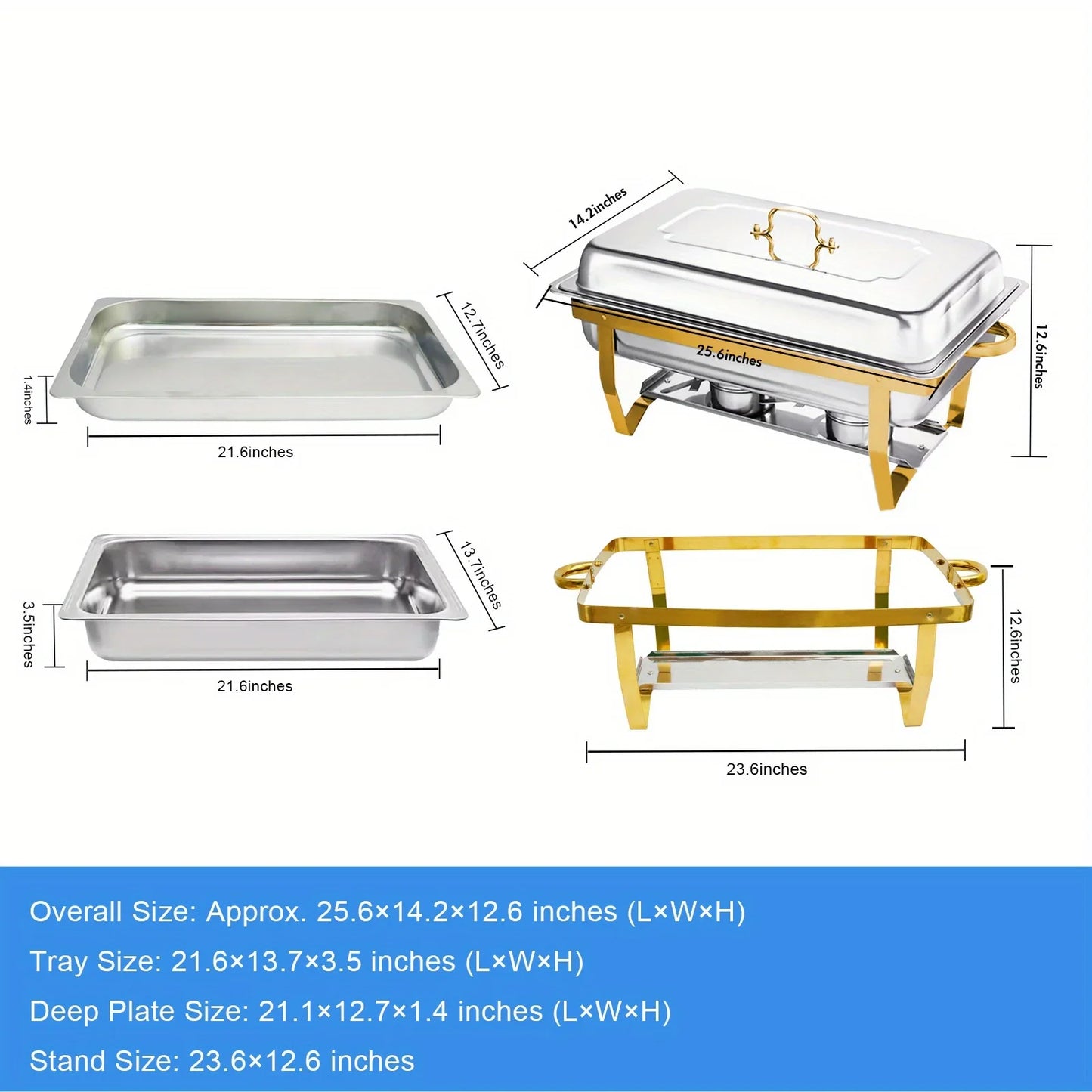 4 Pack 8QT Chafing Dish Buffet Set – Stainless Steel Food Warmer with Chafing Fuel Holder