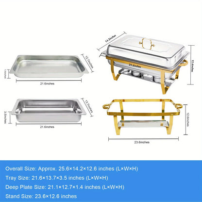 4 Pack 8QT Chafing Dish Buffet Set – Stainless Steel Food Warmer with Chafing Fuel Holder