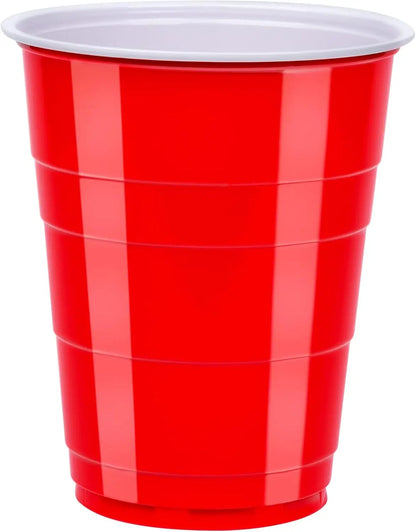 Disposable Plastic Party Cups, Red, 18oz, 50 Count