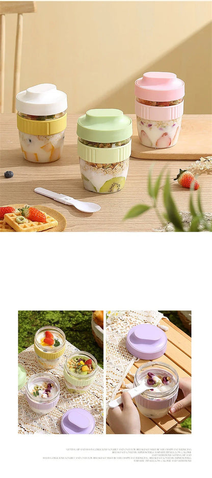 Portable Breakfast Fruit Oat Yogurt Salad Cup With Lid Spoon Food Storage Cup Fitness Weight Reducing Picnic Lunch Box Milk cup