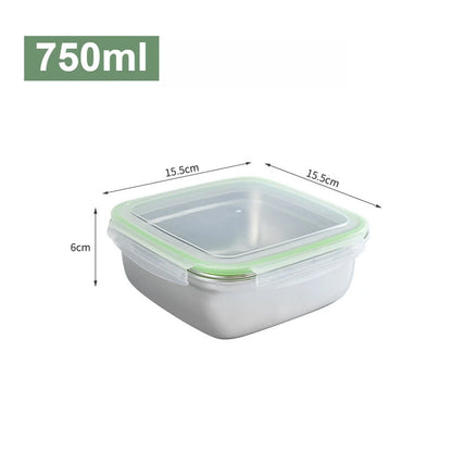 3 Pieces Stainless Steel Food Containers Food Storage Box Square Lunch Box 400/750/1200ml