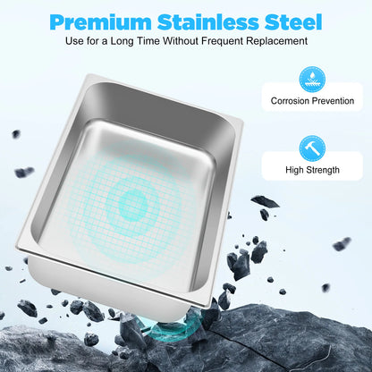 4 Pcs Table Pans with Lids Buffet Chafing Dishes Stainless Steel Food Container for Commercial and Personal