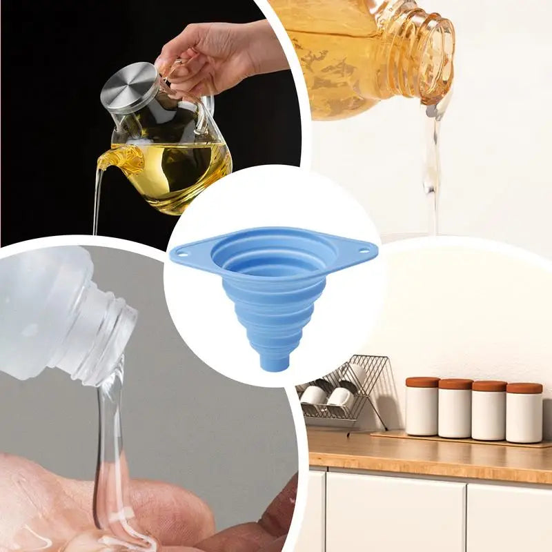 Household Foldable Funnel Silicone telescopic Portable Funnels for Fuel Hopper Beer Oil Easy to clean Kitchen Accessories Tools