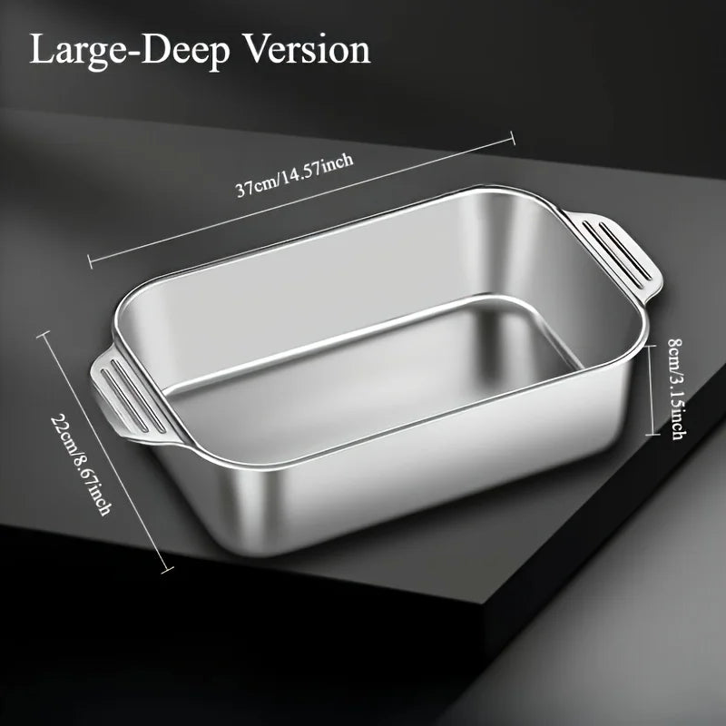 Stainless Steel Baking Tray Set – Large Deep Non-Stick Baking Pan with Handles, Multifunctional Oven Tray for Roasting, Cooking & Baking