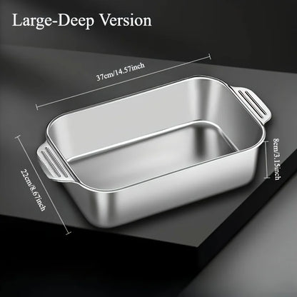 Stainless Steel Baking Tray Set – Large Deep Non-Stick Baking Pan with Handles, Multifunctional Oven Tray for Roasting, Cooking & Baking