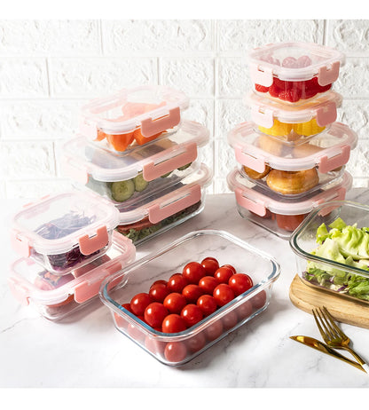 16-Piece Glass Food Storage Containers – Airtight, Leakproof, Microwave & Oven Safe