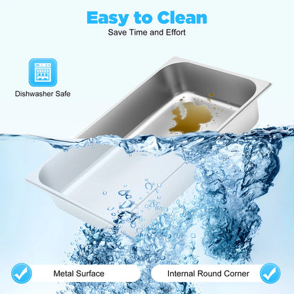 4 Pcs Table Pans with Lids Buffet Chafing Dishes Stainless Steel Food Container for Commercial and Personal