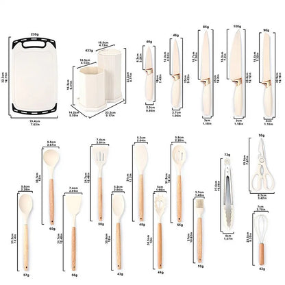 19 sets of kitchen knives with a knife holder, professional high carbon steel stainless steel cooking knife set,holiday gifts