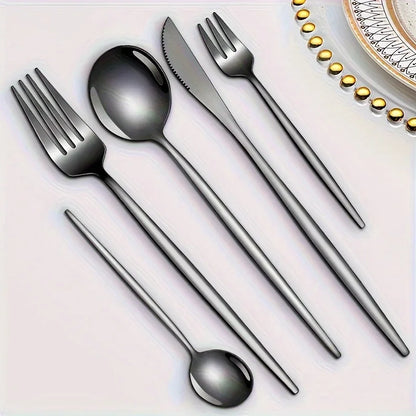 60-Piece Luxe Golden Stainless Steel Cutlery Set – Mirror Polished, Dishwasher Safe