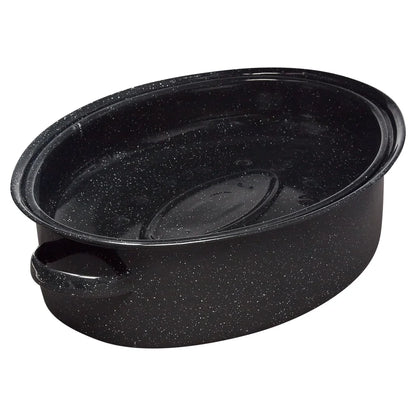 Nonstick Covered Oval Roaster 18 inch Smooth Porcelain Steel Roasting Pan Even Cooking Dishwasher Safe Turkey Pan 15lb Capacity
