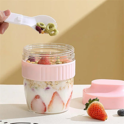 Portable Breakfast Fruit Oat Yogurt Salad Cup With Lid Spoon Food Storage Cup Fitness Weight Reducing Picnic Lunch Box Milk cup