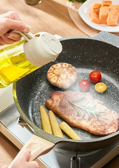 2-in-1 Oil Spray Bottle Dispenser – 500ml Refillable Cooking & BBQ Oil Sprayer