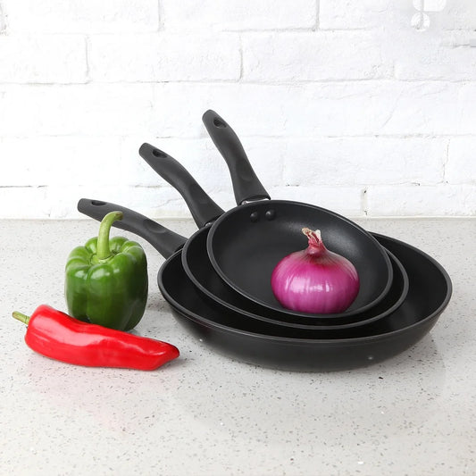 3-Piece Nonstick Aluminum Skillet Set – 7", 9" & 11" Frying Pans