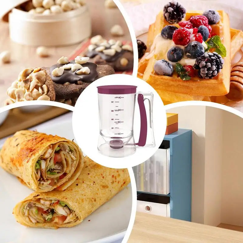 Hand-Held Batter Dispenser – Pancake, Cupcake & Waffle Batter Separator | Mess-Free Baking Tool for Muffins, Crepes & Baking Supplies