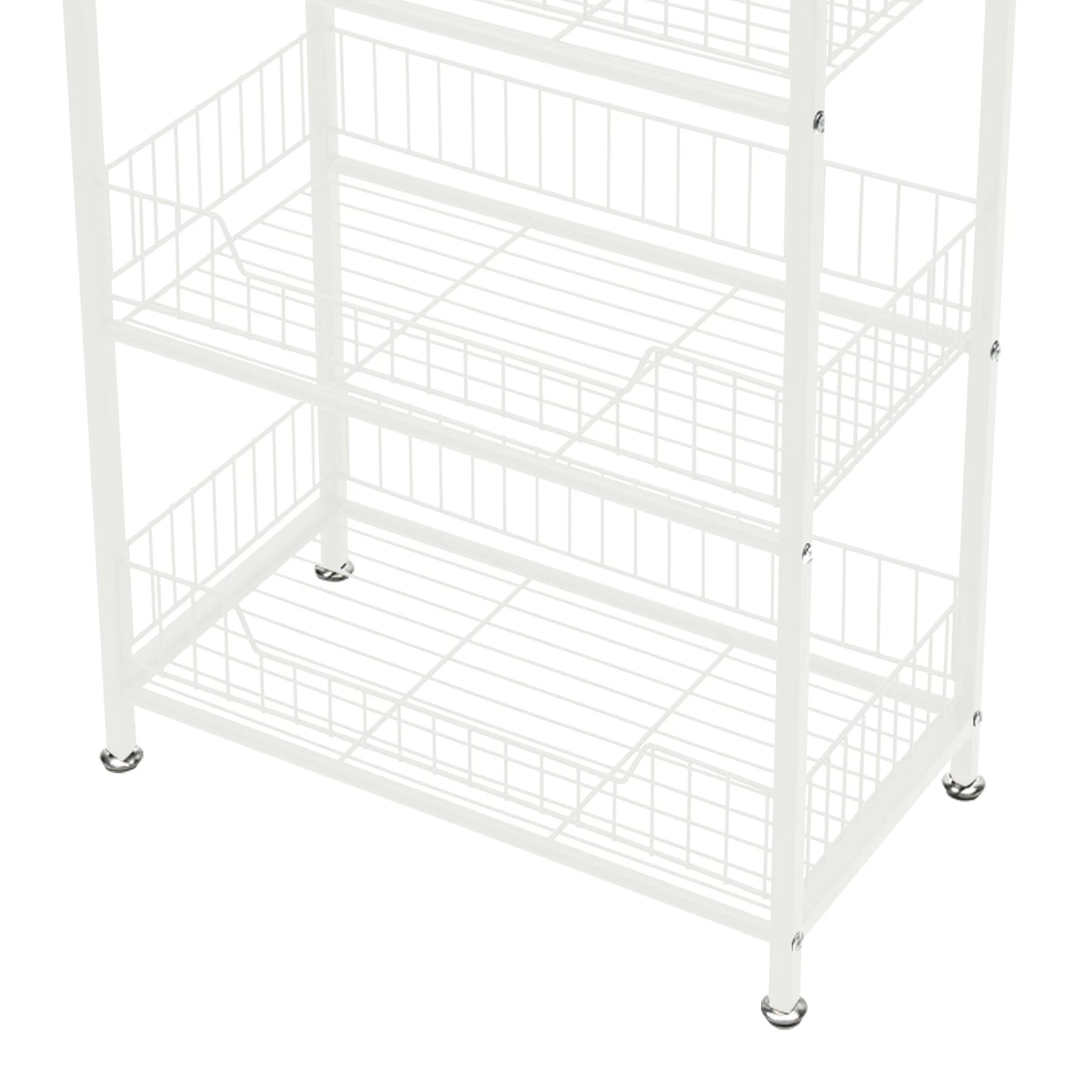 4 Tier Display Snack Rack with Universal Wheels Fruit Vegetable Towel Basket Stand Cart Metal Display Stand