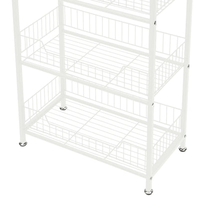 4 Tier Display Snack Rack with Universal Wheels Fruit Vegetable Towel Basket Stand Cart Metal Display Stand