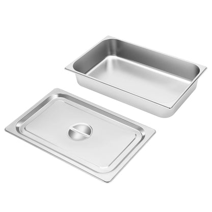 4 Pcs Table Pans with Lids Buffet Chafing Dishes Stainless Steel Food Container for Commercial and Personal