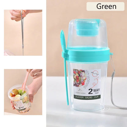 Carry Breakfast Cup Salad Cups Portable Yogurt Cereal Oatmeal Snacks Parfait Containers Salad Dressing Holders with Lid Forks