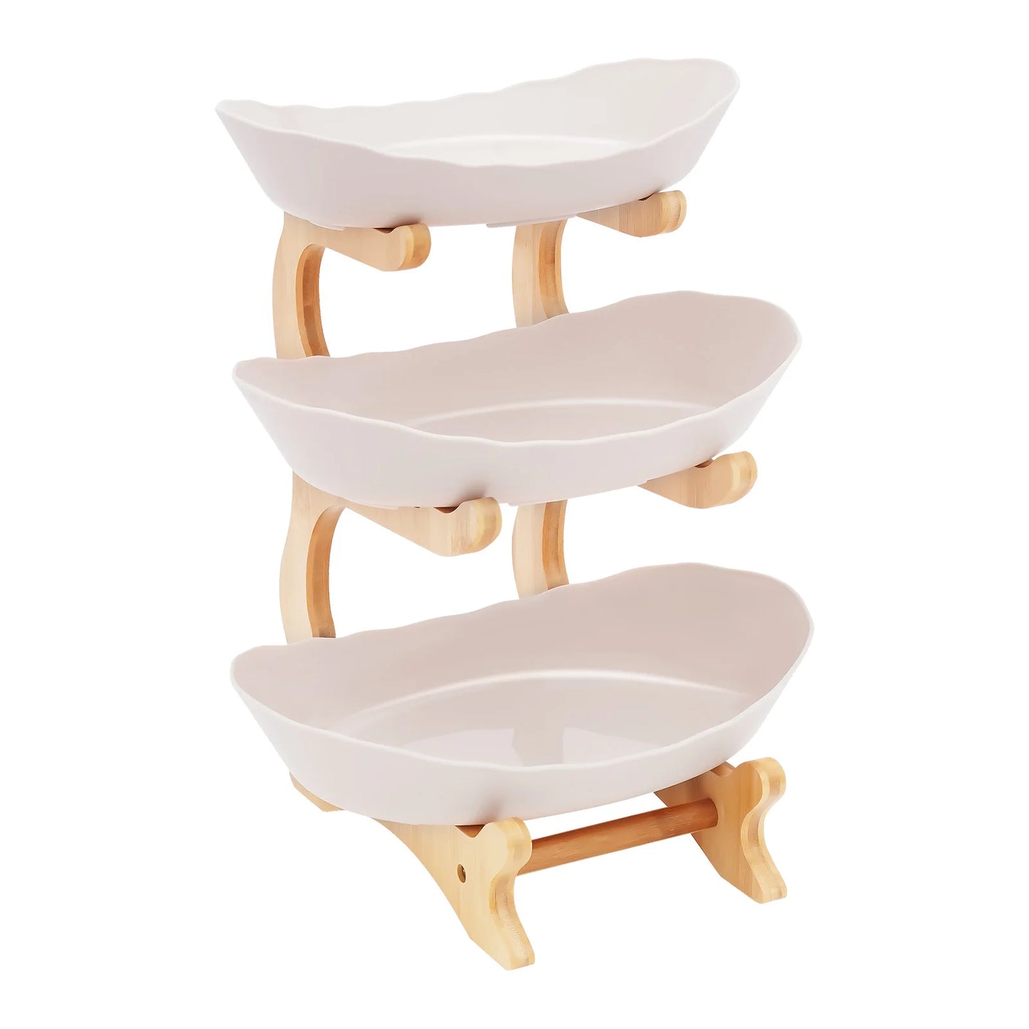 3-Tier Fruit & Dessert Tray Stand – Multi-Layer Snack, Candy & Cake Display with Bamboo Wood Rack for Parties, Weddings & Home Decor