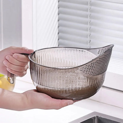 Functional Rice Washing Colander – Efficient Draining Bowl & Practical Sink Basket, PET Material, Ideal for Washing Rice, Grains & Produce