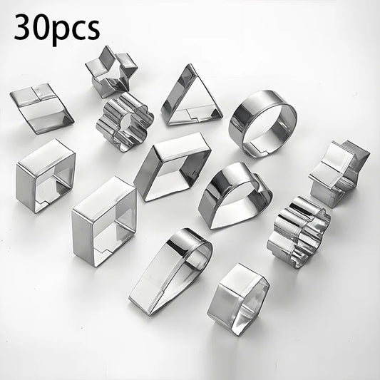 Stainless Steel Cookie Cutter Set  - Geometric Shapes for Baking, Clay Molds, Crafting, Dishwasher Safe (Circle, Square,