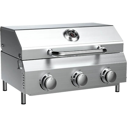 Portable 3-Burner Propane Gas Grill – 30,000 BTU with Durable Grates & Steel Controls