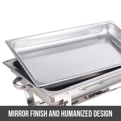Chafing Dish Buffet Set 8QT Electric Stainless Steel 2/4/6Pack Full Size Pans Food Warmer Chafing Fuel Holder for Party Catering