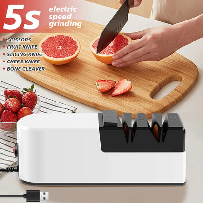 4 Segment Kitchen Fully Automatic Knife Sharpener Portable Electric Non-slip Base Knife Sharpener Household Kitchen Accessories