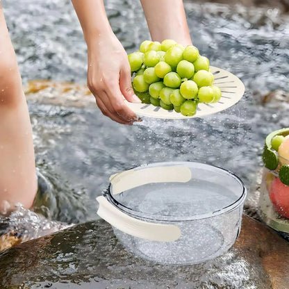 Bustier Fruit Strainer,multipurpose drain basket with lid,fruit cleaner bowl with lid and handle,Collapsible Handle, For Berries