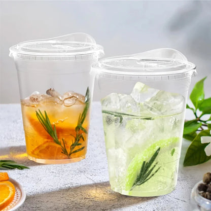 20-Piece Disposable Coffee Cups with Direct-Drink Lids – Leakproof PET Cups