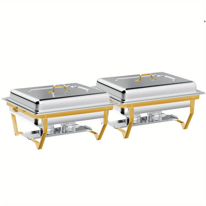 4 Pack 8QT Chafing Dish Buffet Set Stainless Steel Food Warmer Chafer Complete  Chafing Fuel Holder for Party Catering,