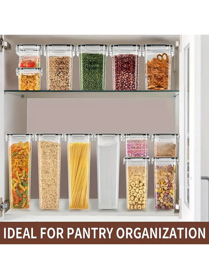 14pcs Pasta Storage Containers with Airtight Lids, Labels & Markings – BPA-Free Kitchen Organization Set for Pasta & Dry Food