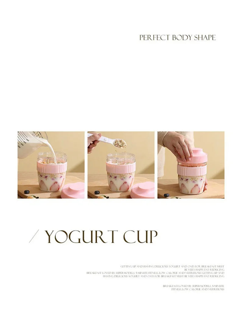 Portable Breakfast Fruit Oat Yogurt Salad Cup With Lid Spoon Food Storage Cup Fitness Weight Reducing Picnic Lunch Box Milk cup