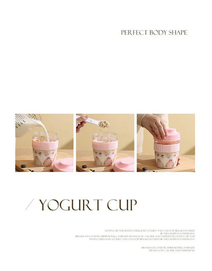 Portable Breakfast Fruit Oat Yogurt Salad Cup With Lid Spoon Food Storage Cup Fitness Weight Reducing Picnic Lunch Box Milk cup