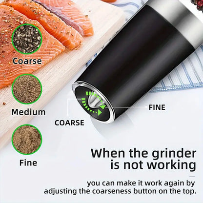 Gravity Electric Salt & Pepper Mill – Automatic Tilt-to-Grind Grinder, Battery Powered with Adjustable Coarseness & Upgraded Large Capacity