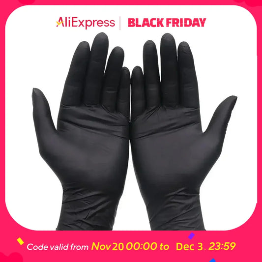 100PCS,Disposable Nitrile Black Gloves - Tear-Resistant, Durable, Ideal for Cooking, Food Handling & Dough Kneading