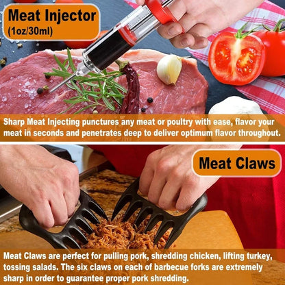 26PC BBQ Grill Accessories Set Stainless Steel Tools Aluminum Case Grilling Utensils Gift Birthday Christmas Parties