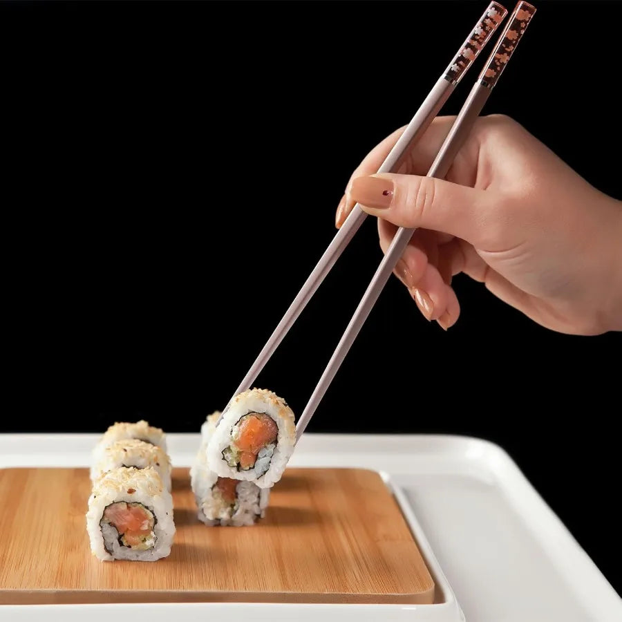 Chopsticks Reusable Dishwasher Safe AYFDISHS 5 Pairs 9.56 Inches Lightweight Fiberglass Chopstick Japanese Chinese Sakura Chops