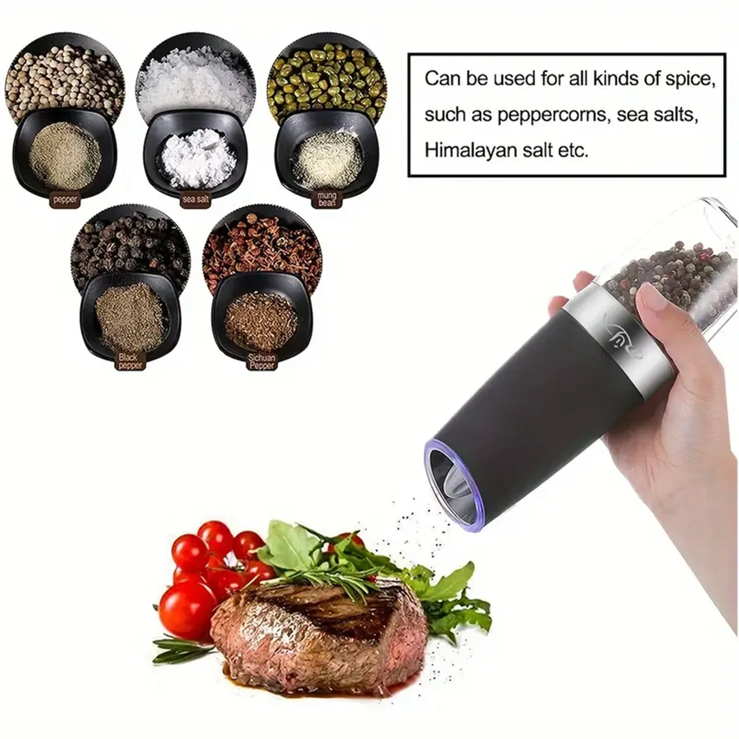 Gravity Electric Salt And Pepper Mill, Tilt To Grind Automatically, Battery Powered, Coarseness Adjustable, Upgraded Large Capac