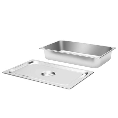 4 Pcs Table Pans with Lids Buffet Chafing Dishes Stainless Steel Food Container for Commercial and Personal