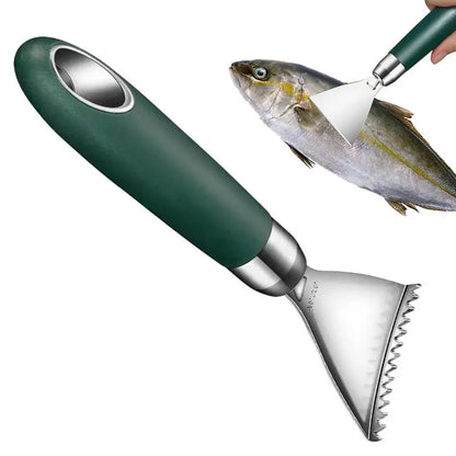 Stainless Steel Fish Skin Peeler & Scale Scraper – Non-Slip Handle Serrated Fish Descaler for Easy Skin & Scale Removal