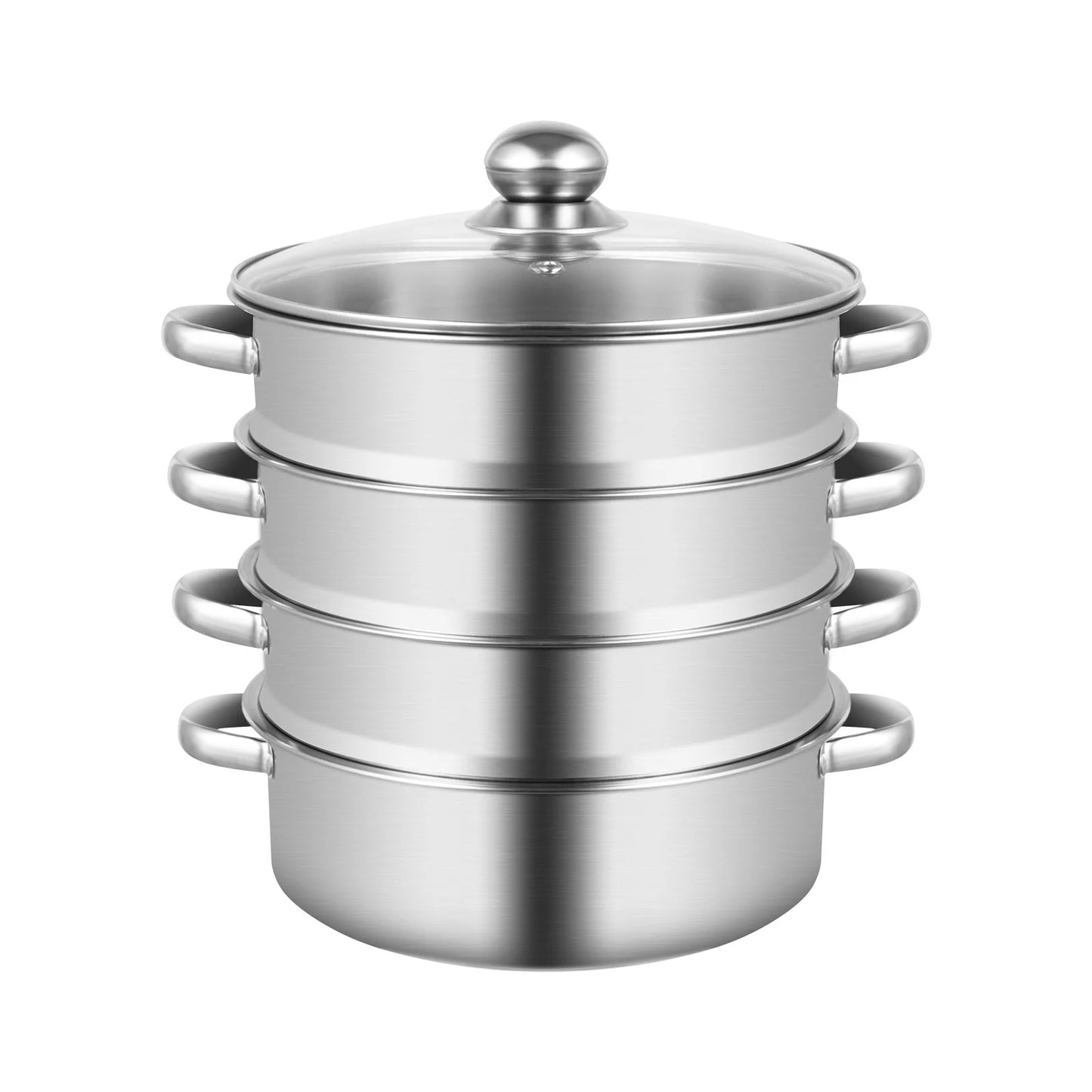 5-Tier Stainless Steel Steamer 15kg  Adjustable Grids Glass Lid for Home Kitchen Restaurant Dormitory Cooking