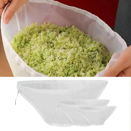 3pcs Soy Milk Bag Reusable Natural Cheese Cloth Bags Dumpling Filling Squeeze Drawstring Bags for Yogurt Nut Strainers