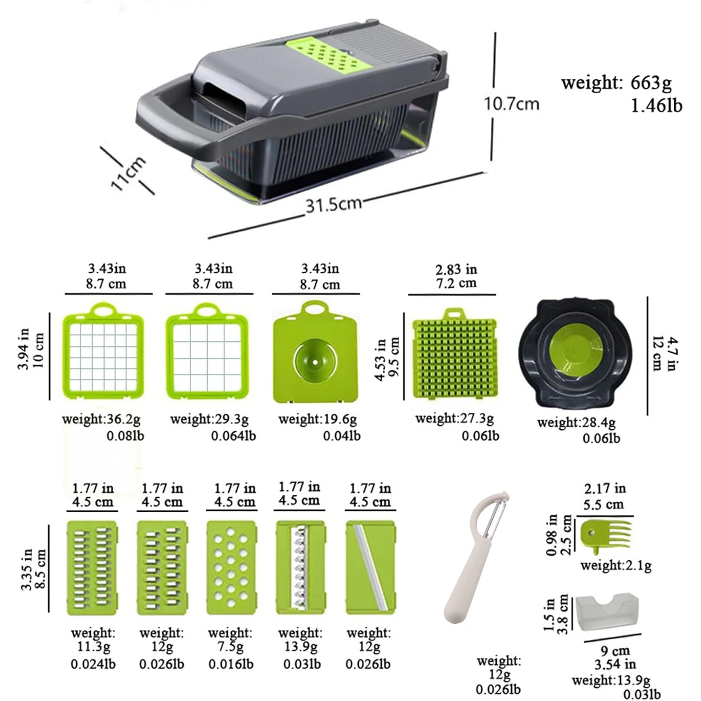 16-in-1 Professional Vegetable Chopper – Multifunction Food Slicer with Interchangeable Blades